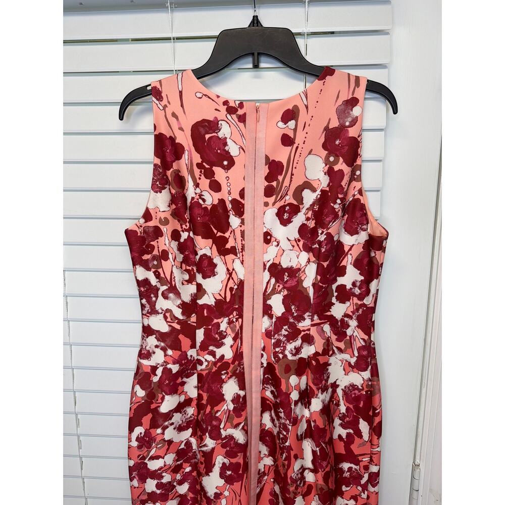 White House Black Market Cherry Blossom Sheath Dress Peach Red Floral Size 12 - Picture 4 of 8
